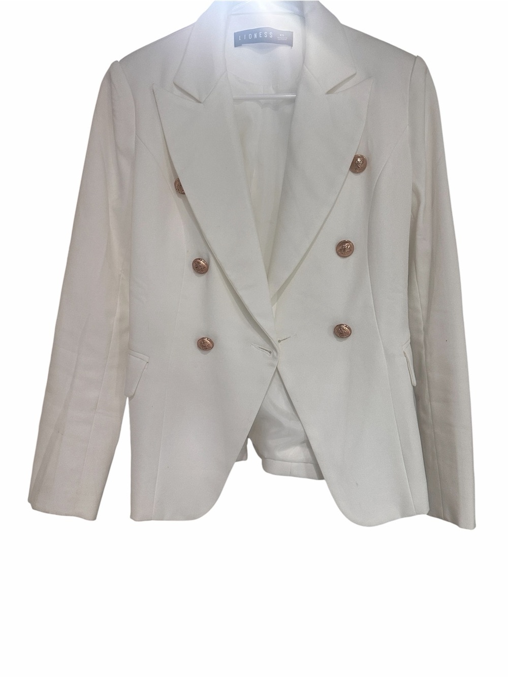 Lioness Cream Double-Breasted Blazer with Gold Buttons